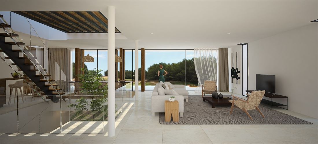 Neu gebaute Villa in Roca Llisa mit Blick auf die Landschaft und das Meer