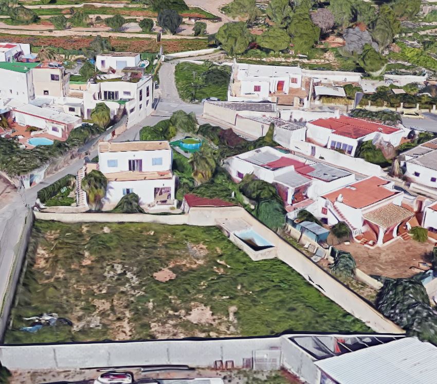 Stadtgrundstück von 1.377 m² in der Gegend von Cas Mut in Sant Jordi, Möglichkeit zum Bau eines zweistöckigen Einfamilienhauses mit Meerblick