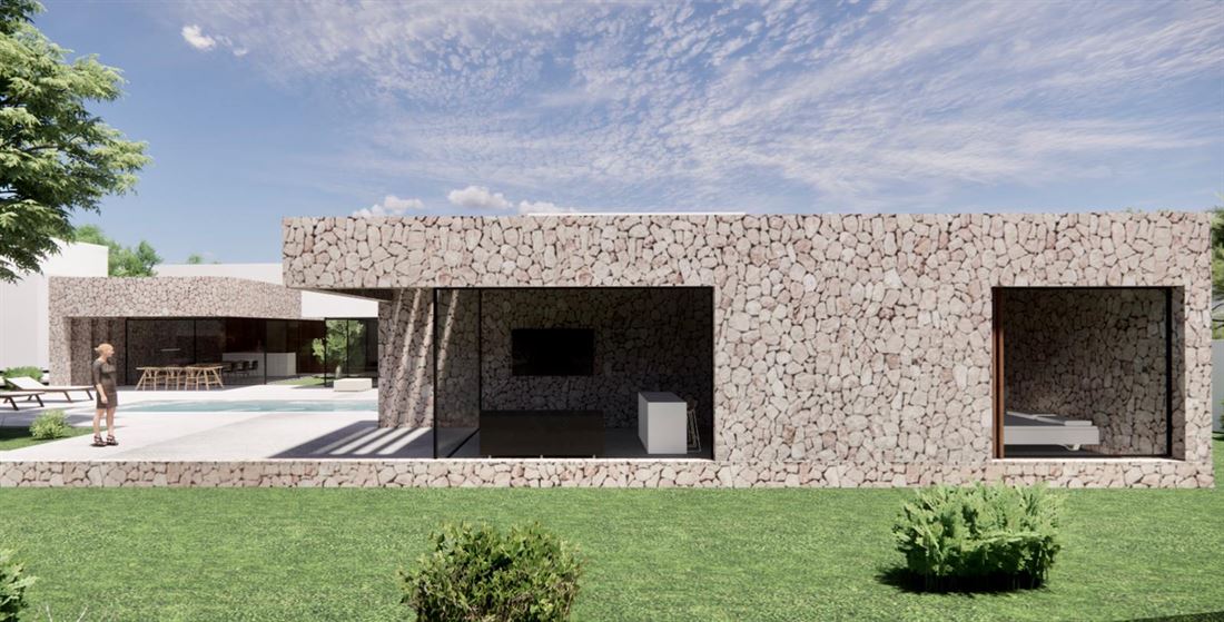 Stadtgrundstück von 1.377 m² in der Gegend von Cas Mut in Sant Jordi, Möglichkeit zum Bau eines zweistöckigen Einfamilienhauses mit Meerblick